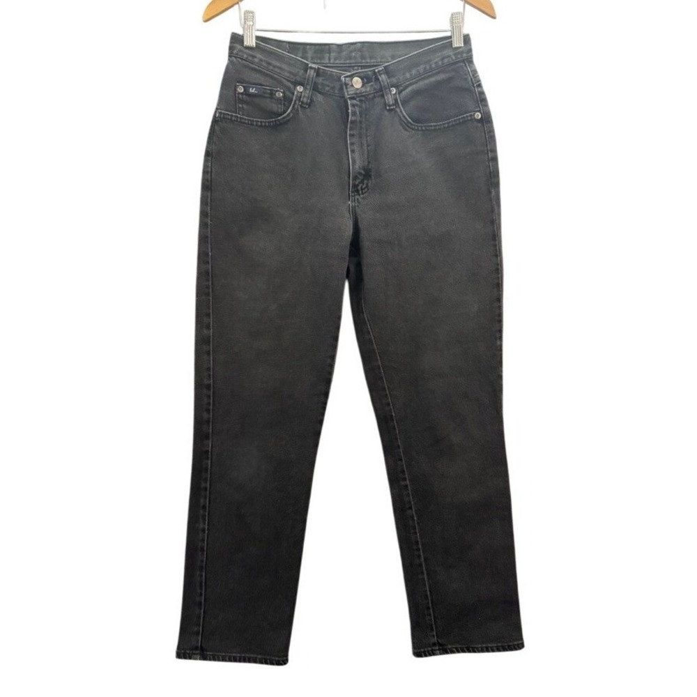 Blu Vintage High Waisted Straight Leg Jeans Faded Black Denim Size 8 Medium